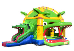 Achat château gonflable d'intérieur multifun super gonflable avec toboggan thème crocodile pour enfant. Commandez des châteaux gonflables en ligne chez JB Gonflables France