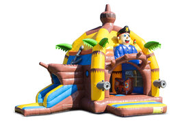 Achetez un château gonflable d'intérieur multifun super gonflable avec toboggan sur le thème des pirates pour les enfants. Commandez des châteaux gonflables en ligne chez JB Gonflables France