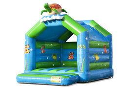 Commandez des château gonflable tortue standard avec un objet 3D sur le dessus pour les enfants. Achetez des châteaux gonflables en ligne chez JB Gonflables France