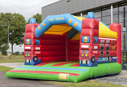 Super château gonflable avec toit sur le thème des pompiers pour les enfants. Achetez des châteaux gonflables en ligne chez JB Gonflables France