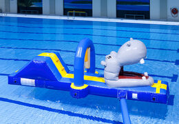 Course d'obstacles hippopotame gonflable avec des objets amusants pour petits et grands. Commandez des parcours d'obstacles gonflables en ligne maintenant chez JB Gonflables France