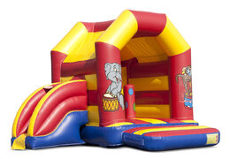 Château gonflable midi multifun avec toit pour enfants à vendre sur le thème du cirque. Disponible en ligne chez JB Gonflables France