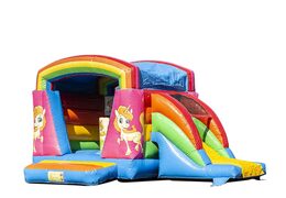 Petite château gonflable multifun sur le thème de la licorne arc-en-ciel à acheter pour les enfants. Achetez des châteaux gonflables en ligne chez JB Gonflables France