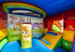 Petit château gonflable multifun à usage commercial sur le thème de la licorne à acheter pour les enfants. Les châteaux gonflables sont en vente chez JB Gonflables France en ligne