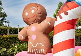 Opblaasbaar open bubble boarding park springkasteel met schuim kopen in thema candyland snoep lollipop voor kinderen