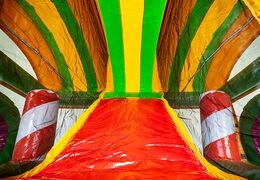 Château gonflable géant Multiplay XXL Jungleworld au design unique avec deux entrées, un toboggan au milieu et des objets 3D à commander pour les enfants. Achetez des super châteaux gonflables en ligne chez JB Gonflables France