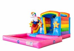 Commandez un château gonflable multijoueur sur le thème de la licorne avec ou sans baignoire pour enfants chez JB Gonflables France. Achetez des châteaux gonflables en ligne chez JB Gonflables France