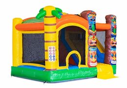 Opblaasbaar Jumpy Happy Splash springkussen met bad kopen in thema tropisch Hawai voor kids bij JB Inflatables