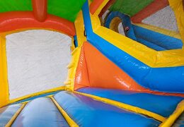 Opblaasbaar Jumpy Happy Splash springkussen met waterbad kopen in thema tropisch Hawai voor kinderen bij JB Inflatables