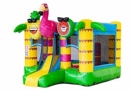 Mini château gonflable multijoueur sur le thème des flamants roses avec toboggan à acheter pour les enfants. Achetez des châteaux gonflables gonflables en ligne chez JB Gonflables France