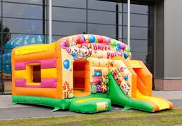 Commandez un château gonflable d'intérieur maxi multifun gonflable sur le thème de la fête avec toboggan pour les enfants. Achetez des châteaux gonflables en ligne chez JB Gonflables France