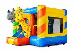 Achetez un mini multiplay sur le thème de la fête avec toboggan pour les enfants. Petit château gonflable avec toboggan disponibles à la vente chez JB Gonflables France