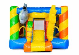 Commandez une mini multiplay sur le thème de la fête avec toboggan pour enfants. Mini château gonflable à vendre chez JB Gonflables France