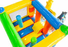 Achetez en ligne un mini multiplay sur le thème de la fête avec toboggan pour enfants. Commandez des petit château gonflable avec toboggan chez JB Gonflables France