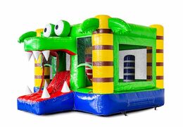 Achetez une mini petit château gonflable avec toboggan pour enfants sur le thème du crocodile. Commandez ces mini château gonflable en ligne chez JB Gonflables France