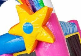 Mini château gonflable coloré sur le thème de la licorne avec toboggan à vendre. Achetez des mini multiplay pour enfants en ligne chez JB Gonflables France