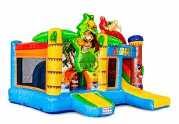 Commandez un châteaux gonflables multiplay tropical de taille moyenne avec toboggan pour enfants. Achetez des toboggan châteaux gonflables en ligne chez JB Gonflables France