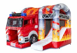 Achetez un petit château gonflable multijeux d'intérieur avec toboggan dans le thème des pompiers pour les enfants. Commandez des mini château gonflable en ligne chez JB Gonflables France