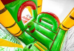 Commandez un château sur le thème du monde de la jungle avec un toboggan pour enfants. Achetez des mini château gonflable en ligne chez JB Gonflables France