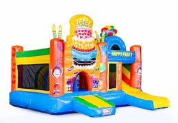 Château gonflable multiplay moyen sur le thème de la fête pour les enfants. Commandez des toboggan châteaux gonflables en ligne chez JB Gonflables France
