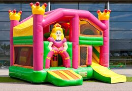 Commandez un châteaux gonflables multiplay de taille moyenne avec toboggan sur le thème de la princesse pour les enfants. Commandez des toboggan châteaux gonflables en ligne chez JB Gonflables France