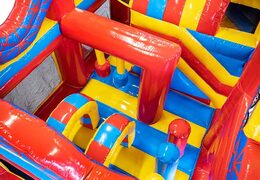 Châteaux gonflables multiplay de taille moyenne sur le thème des montagnes russes avec toboggan pour enfants. Commandez des toboggan châteaux gonflables en ligne chez JB Gonflables France