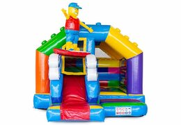 Commandez un château gonflable combo toboggan pour les enfants dans le thème des superblocs. Château gonflable avec toboggan à vendre chez JB Gonflables France