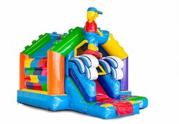 Château gonflable combo toboggan sur le thème Lego pour enfants à vendre. Commandez maintenant des château gonflable avec toboggan chez JB Gonflables France