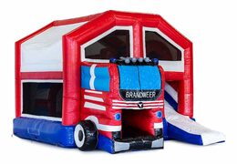 Châteaux gonflables multiplay de taille moyenne sur le thème des pompiers pour les enfants. Commandez des toboggan châteaux gonflables en ligne chez JB Gonflables France