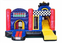 Châteaux gonflables multiplay de taille moyenne sur le thème de la formule 1 pour les enfants. Commandez des toboggan châteaux gonflables en ligne chez JB Gonflables France