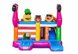 Châteaux gonflables multiplay sur le thème des flamants roses avec toboggan pour enfants. Achetez des toboggan châteaux gonflables en ligne chez JB Gonflables France