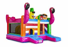 Châteaux gonflables multiplay de taille moyenne sur le thème des flamants roses pour les enfants. Achetez des toboggan châteaux gonflables en ligne chez JB Gonflables France