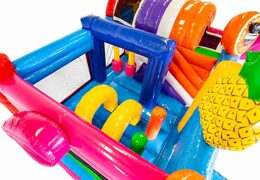 Achetez un châteaux gonflables multiplay sur le thème des flamants roses avec un toboggan pour les enfants. Commandez des toboggan châteaux gonflables en ligne chez JB Gonflables France