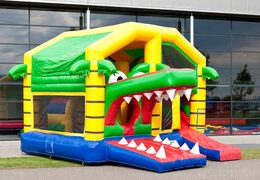 Châteaux gonflables multiplay avec toboggan thème crocodile pour enfants. Achetez des toboggan châteaux gonflables en ligne chez JB Gonflables France