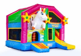 Commandez un châteaux gonflables multiplay moyen licorne avec toboggan pour enfants. Achetez des toboggan châteaux gonflables en ligne chez JB Gonflables France
