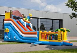 Toboggan gonflable multifonctionnel sur le thème de la plage avec une pataugeoire, un objet 3D impressionnant, des couleurs fraîches et des obstacles 3D pour les enfants. Achetez des toboggans gonflables maintenant en ligne chez JB Gonflables France