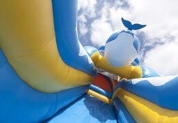 Inflatable glijbaan in thema dolfijn met een plonsbad, indrukwekkend 3D object, frisse kleuren en de 3D obstakel voor kinderen kopen. Bestel opblaasbare glijbanen nu online bij JB Inflatables Nederland