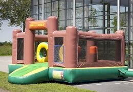 Toboggan multifonctionnel gonflable sur le thème des gorilles avec une pataugeoire, un objet 3D impressionnant, des couleurs fraîches et des obstacles 3D pour les enfants. Achetez des toboggans gonflables maintenant en ligne chez JB Gonflables France