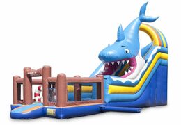 Le toboggan gonflable sur le thème des requins avec une pataugeoire, un objet 3D impressionnant, des couleurs fraîches et les obstacles 3D commandés pour les enfants. Achetez des toboggans gonflables maintenant en ligne chez JB Gonflables France