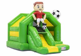 Commandez Slide combo gonflable gonflable videur avec thème football en vert pour les enfants