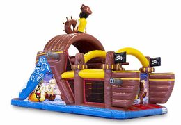 Parcours d'obstacles gonflable bateau pirate 9m pour enfants. Commandez des parcours d'obstacles gonflables maintenant en ligne chez JB Gonflables France