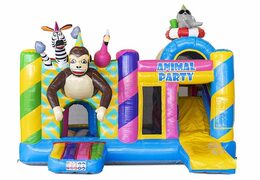 Acheter château gonflable gonflable avec toboggan avec animaux fêtards pour enfants