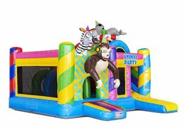 Commander château gonflable gonflable avec toboggan avec animaux fêtards pour enfants
