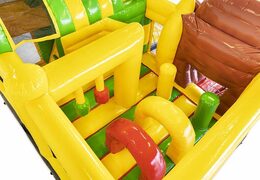 Commandez un coussin d'air gonflable sur le thème du singe banane avec toboggan pour les enfants