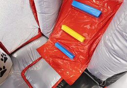 Commandez un coussin d'air gonflable avec toboggan sur le thème des animaux avec un gros chien dessus pour les enfants