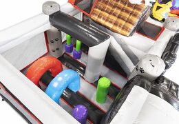 Achetez un coussin d'air gonflable sur le thème des animaux avec un gros chien dessus pour les enfants