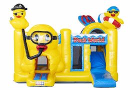 coussin d'air gonflable avec toboggan en jaune avec des canards dessus à vendre pour les enfants