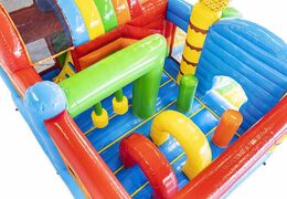 Acheter coussin d'air gonflable thème tropical avec toboggans et objets dans le coussin pour enfant