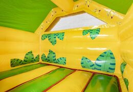 Opblaasbaar luchtkussen met glijbaan in bananen apen thema bestellen