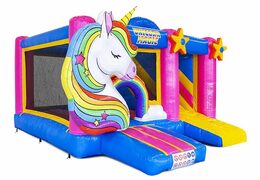 Acheter château gonflable gonflable avec toboggan thème licorne pour enfant